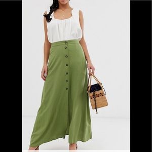 ASOS Petite Button Front Slit Maxi Skirt Small